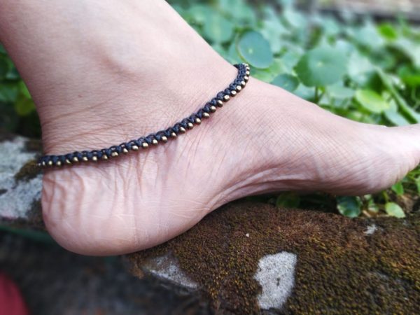 Macramé Anklet Black Gold