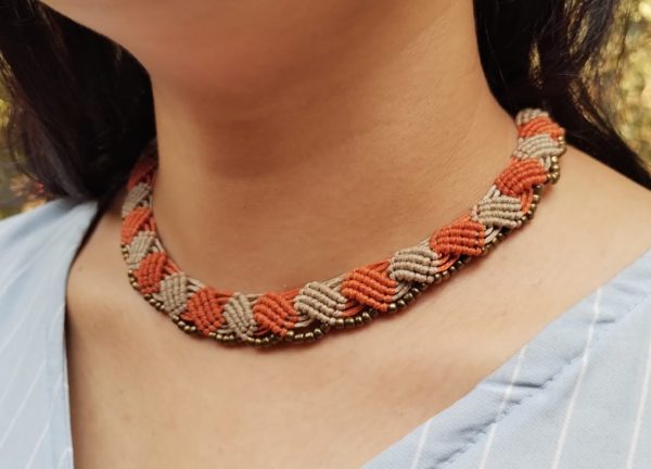 Macramé Choker Rust and Grey