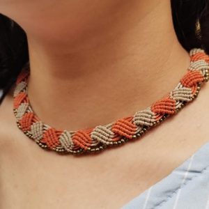 Macramé Choker Rust and Grey