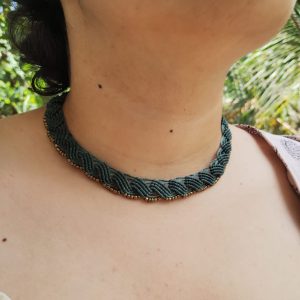 Macramé Choker Faded Bottle Green