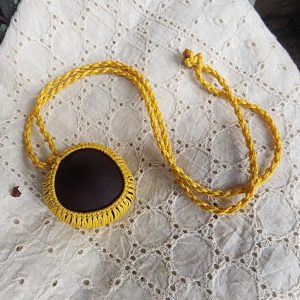 Macramé Seabean Necklace Yellow
