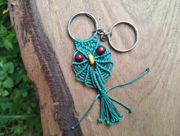 Macramé Owl Turquoise blue