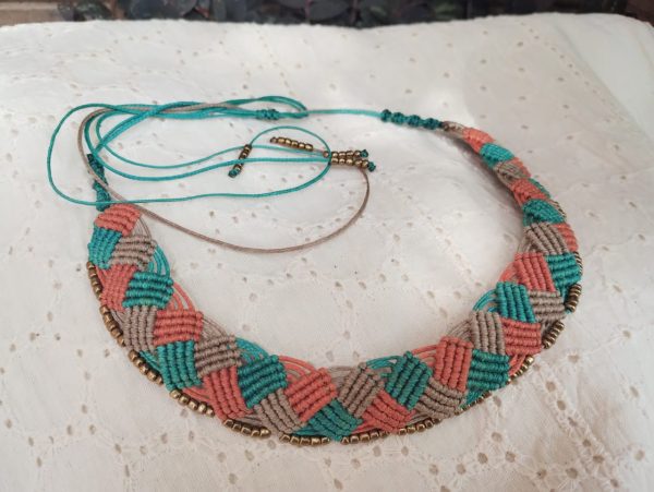 Macramé Choker Blue-Rust-Sandal