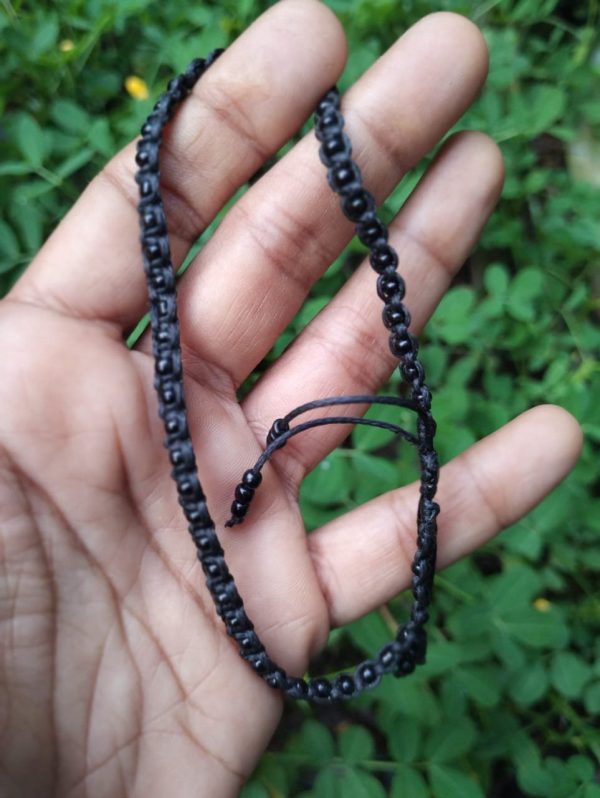 Macrame Anklet Black caterpillar