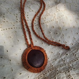 Macramé Seabean Necklace (Rust)