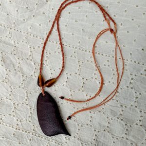 Macramé Sappanwood (Pathimukham) neckpiece