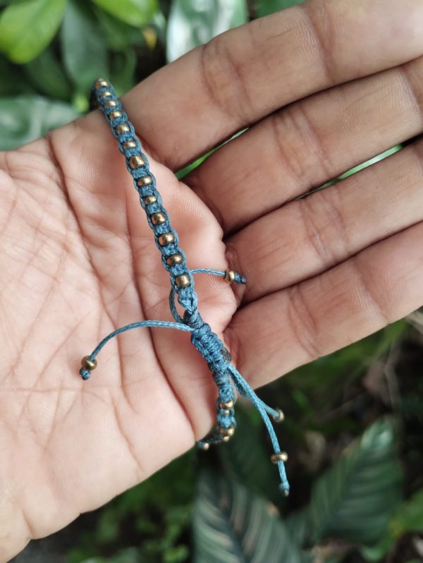 Macramé Anklet Cobalt blue Caterpillar pattern