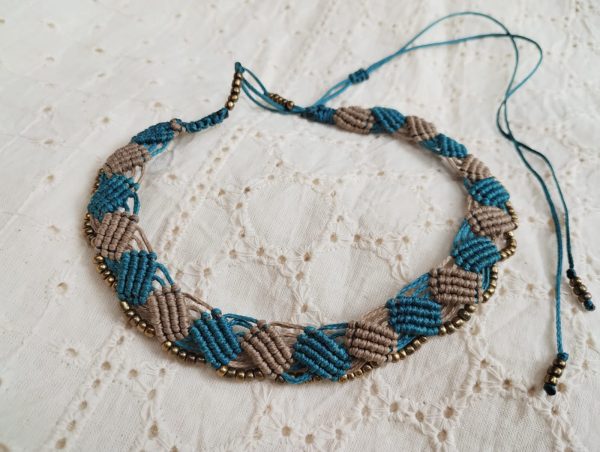 Macramé Choker Blue & Grey