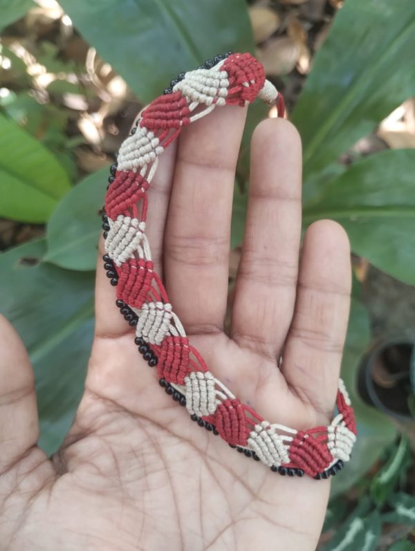 Macramé Choker Red and Beige