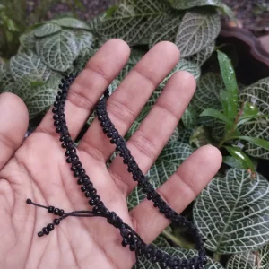 Macramé Anklet Black on Black Crown pattern