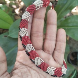 Macramé Choker Red and Beige