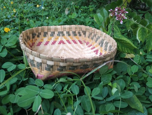 Bamboo basket with Malai border (9"x 2")