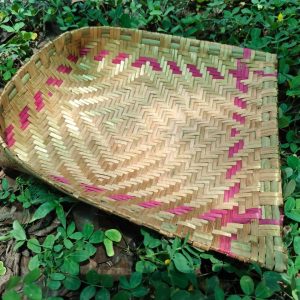 Smoked Bamboo Winnow with Pink Borders (L) 14"x11"