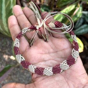 Macramé Choker Camel grey_ Brown