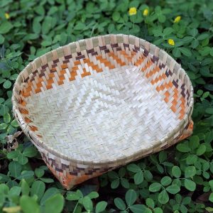 Bamboo Basket - Brown and Orange border (M) 10"x 2"