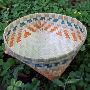 Bamboo Basket - Blue and Orange border (M) 10"x 3"