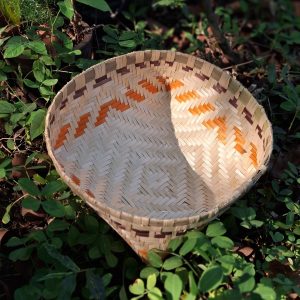 Bamboo Basket - Brown and Orange border (M) 10"x 3"