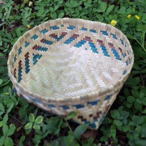 Bamboo Basket - Blue and Brown border (M) 10"x 3"