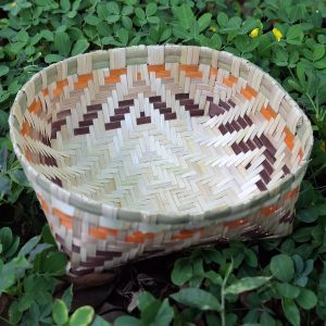 Bamboo Basket - Brown and Orange border (M) 9"x 3"