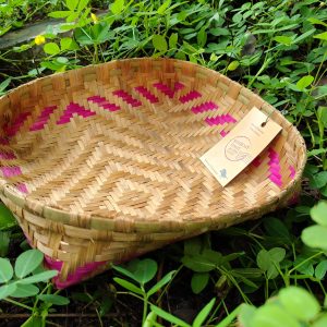 Shallow Smoked Bamboo Basket - 10"x 2"