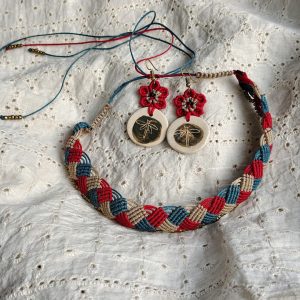 Macrame ceramic jewellery - Crimson Sky