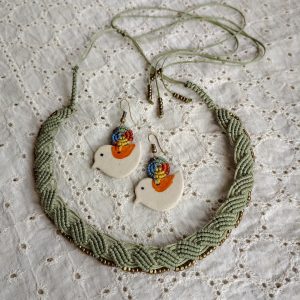 Macrame ceramic jewellery -Macrame ceramic jewellery - Forest Song