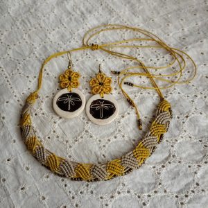 Macrame ceramic jewellery -Macrame ceramic jewellery - Sunlit Bloom