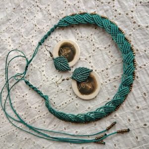 Macrame ceramic jewellery - fern