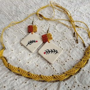 Macrame ceramic jewellery -Macrame ceramic jewellery - Golden Canopy