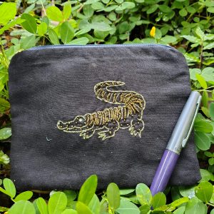 Crocodile Aari Embroidery Purse (6.5" x 4.5")