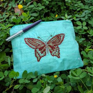 Crimson Butterfly Silk Purse (9" x 7.5")