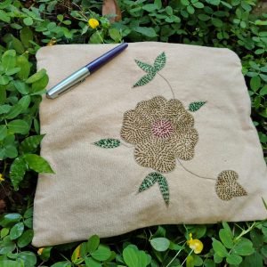 Floral Aari Embroidery Purse (13" x 11")