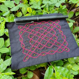 Black Chikku Kolam Purse (4.5" x 6")